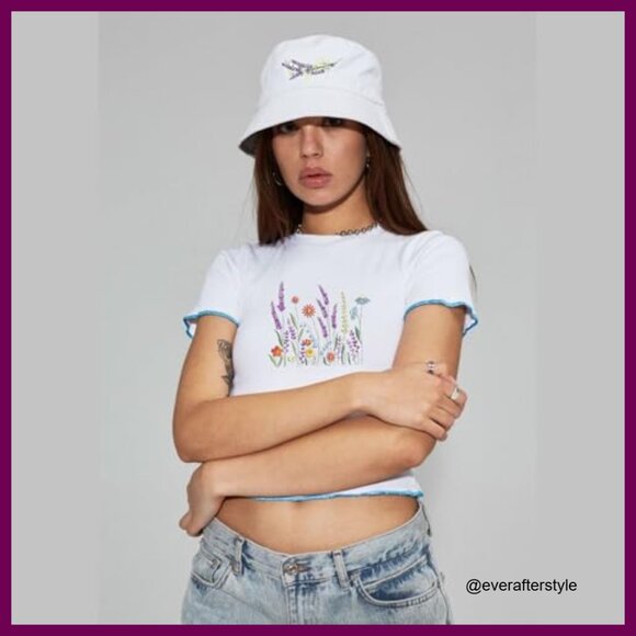 Polyester Bucket Hat with Wildflowers Print, Reversible, Sun Protection main image 4